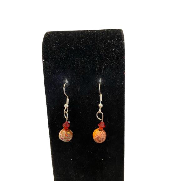 orange fimo clay bead earrings - Picture 1 of 3